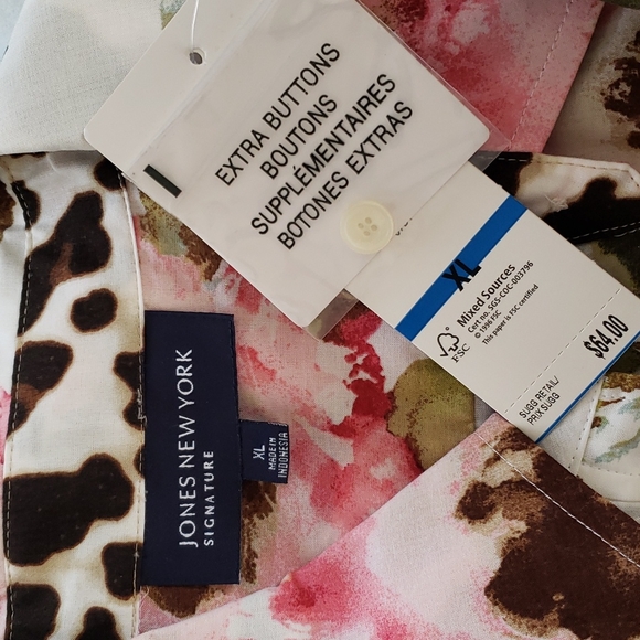 NWT Jones New York Signature Pink Conch Floral Top Size XL - Picture 4 of 11